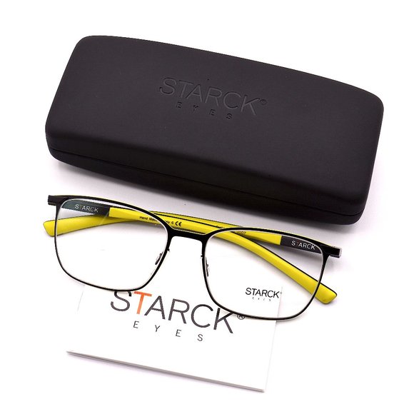 NEW STARCK EYES SH2028-M BLACK YELLOW AUTHENTIC EYEGLASSES FRAME - Picture 2 of 10